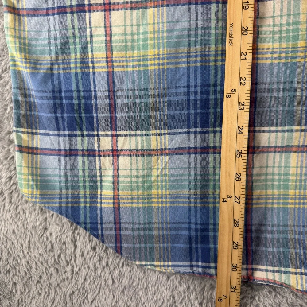 Ralph Lauren Mens 3XB Classic Fit Plaid Button Down Shirt Blue Green Yellow 2992